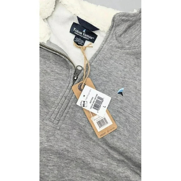 Tailor Vintage Men's CVC Quarter Zip Light Fleece Gray Size L (MSRP $118) - Picture 4 of 4